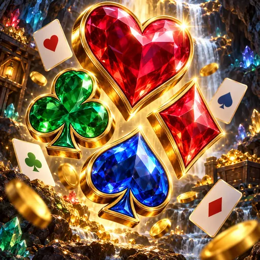 Bonanza Falls cover art with cascading gems and card symbols